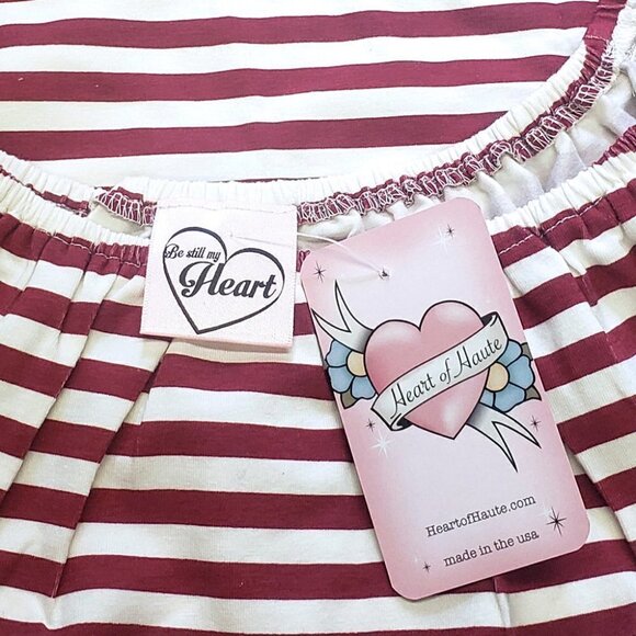 Off the Shoulder Top Blouse Red & White Stripe Heart of Haute Sz Large - Hey Viv - Picture 4 of 5